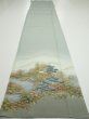 Photo5: 2J04z90  Japanese Kimono Silk  FABRIC Scenery Light green-gray 69.3x14.8 (5)
