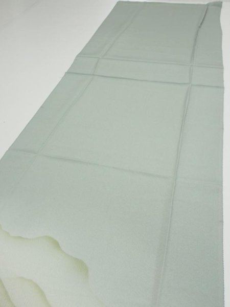 Photo3: 2J05z90  Japanese Kimono Silk  FABRIC Scenery Light green-gray 70.5x14.8 (3)