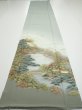 Photo4: 2J05z90  Japanese Kimono Silk  FABRIC Scenery Light green-gray 70.5x14.8 (4)