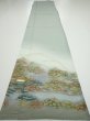 Photo5: 2J06z90  Japanese Kimono Silk  FABRIC Scenery Light green-gray 70.1x14.8 (5)