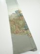 Photo2: 2J07z40  Japanese Kimono Silk  FABRIC Scenery Light green-gray 59.1x7.5 (2)