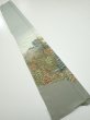 Photo5: 2J07z40  Japanese Kimono Silk  FABRIC Scenery Light green-gray 59.1x7.5 (5)