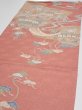 Photo3: 2J02z70  Japanese Kimono Silk  FABRIC Scenery Coral pink 46.9x14.4 (3)