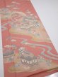 Photo2: 2J05z100  Japanese Kimono Silk  FABRIC Scenery Coral pink 67.3x14.2 (2)