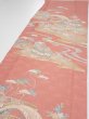 Photo3: 2J05z100  Japanese Kimono Silk  FABRIC Scenery Coral pink 67.3x14.2 (3)