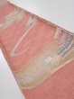 Photo1: 2J07z50  Japanese Kimono Silk  FABRIC Scenery Coral pink 61.4x7.1 (1)