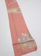 Photo2: 2J09z60  Japanese Kimono Silk  FABRIC Scenery Coral pink 86.6x7.1 (2)