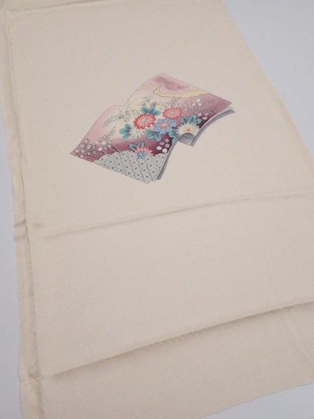 Photo2: 2J01z60  Japanese Kimono Silk  FABRIC  Light peach 47.2x14.4 (2)