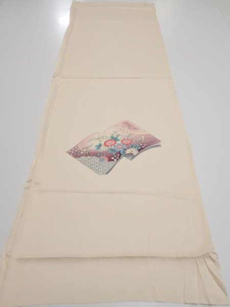 Photo4: 2J01z60  Japanese Kimono Silk  FABRIC  Light peach 47.2x14.4 (4)