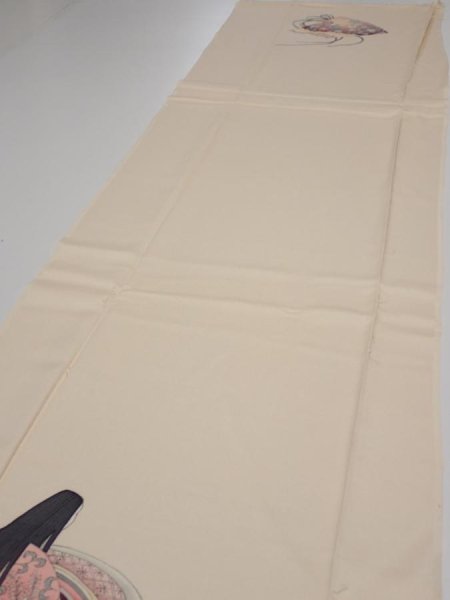 Photo3: 2J03z90  Japanese Kimono Silk  FABRIC Princess Light peach 70.1x14.4 (3)