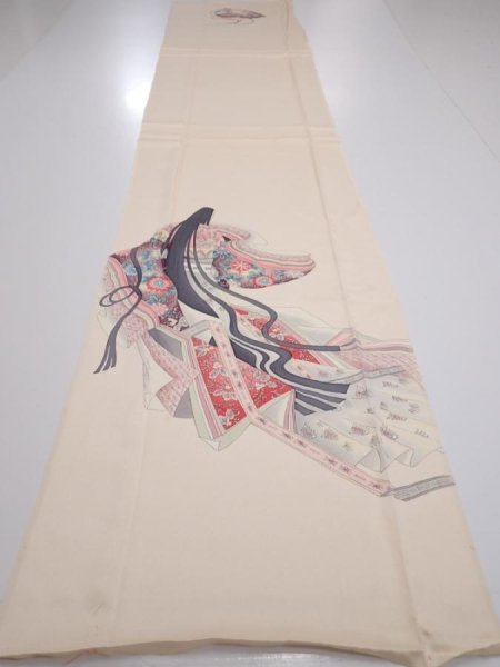 Photo5: 2J03z90  Japanese Kimono Silk  FABRIC Princess Light peach 70.1x14.4 (5)