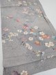 Photo2: 1W01z60  Japanese Kimono Silk  FABRIC Sakura Light gray 42.1x14.6 (2)