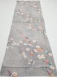 Photo5: 1W01z60  Japanese Kimono Silk  FABRIC Sakura Light gray 42.1x14.6 (5)