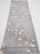 Photo5: 1W02z60  Japanese Kimono Silk  FABRIC Sakura Light gray 41.7x14.6 (5)
