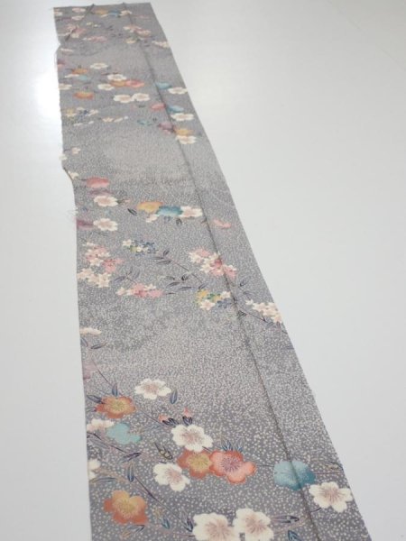 Photo3: 1W07z40  Japanese Kimono Silk  FABRIC Sakura Light gray 60.6x7.5 (3)
