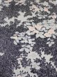 Photo1: 1W01z60  Japanese Kimono Silk  FABRIC Flower Black 42.5x14.8 (1)