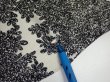 Photo6: 1W01z60  Japanese Kimono Silk  FABRIC Flower Black 42.5x14.8 (6)