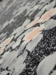 Photo4: 1W03z90  Japanese Kimono Silk  FABRIC Flower Black 63.0x14.6 (4)