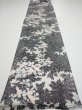 Photo5: 1W03z90  Japanese Kimono Silk  FABRIC Flower Black 63.0x14.6 (5)