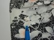Photo6: 1W03z90  Japanese Kimono Silk  FABRIC Flower Black 63.0x14.6 (6)
