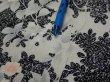 Photo7: 1W03z90  Japanese Kimono Silk  FABRIC Flower Black 63.0x14.6 (7)