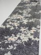 Photo3: 1W04z90  Japanese Kimono Silk  FABRIC Flower Black 63.0x14.8 (3)