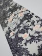 Photo2: 1W09z30  Japanese Kimono Silk  FABRIC Flower Black 36.2x7.3 (2)