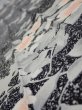 Photo5: 1W09z30  Japanese Kimono Silk  FABRIC Flower Black 36.2x7.3 (5)