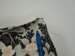 Photo6: 1W09z30  Japanese Kimono Silk  FABRIC Flower Black 36.2x7.3 (6)