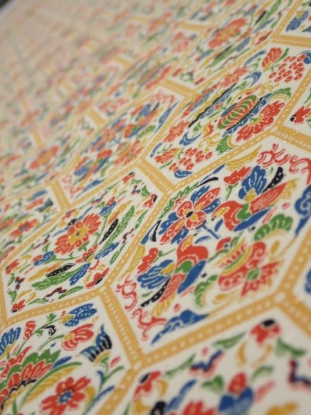 Photo4: 1W05z90  Japanese Kimono Silk  FABRIC Flowers  61.8x14.4 (4)