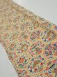 Photo1: 1W07z40  Japanese Kimono Silk  FABRIC Flowers  53.5x7.7 (1)