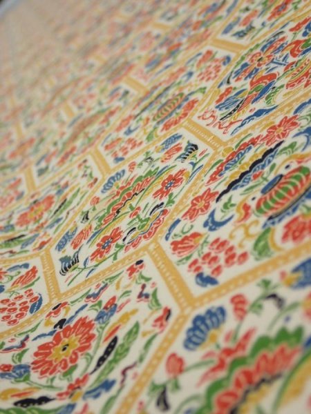 Photo4: 1W07z40  Japanese Kimono Silk  FABRIC Flowers  53.5x7.7 (4)