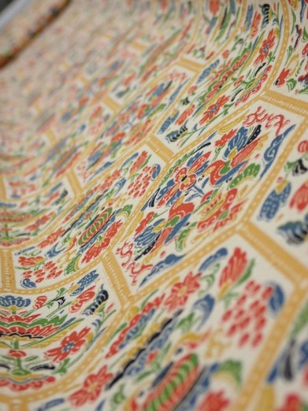 Photo4: 1W09z50  Japanese Kimono Silk  FABRIC Flowers  74.0x6.7 (4)