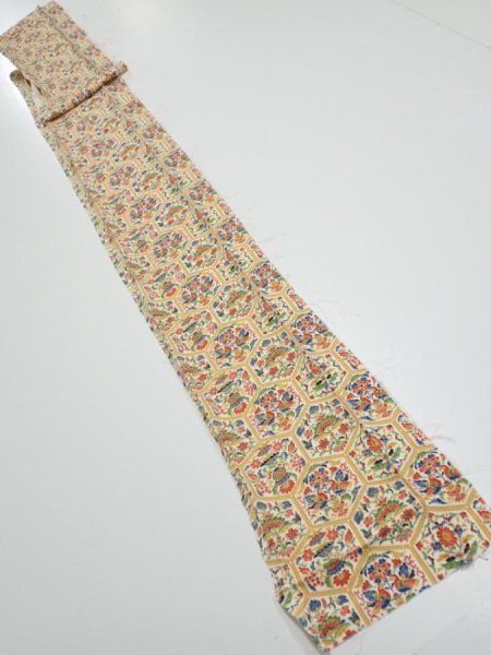 Photo5: 1W09z50  Japanese Kimono Silk  FABRIC Flowers  74.0x6.7 (5)