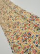 Photo2: 1W10z30  Japanese Kimono Silk  FABRIC Flowers  35.8x6.7 (2)