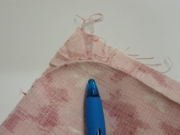 Photo6: 1W01z60  Japanese Kimono Silk TSUMUGI FABRIC Sakura Pink 40.6x15.2 (6)