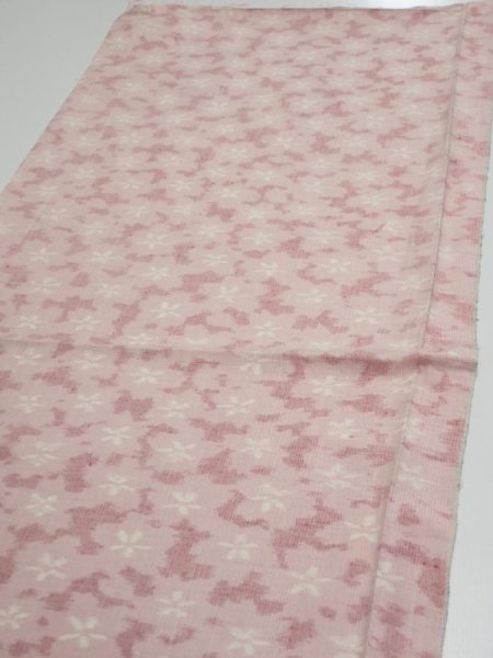 Photo3: 1W02z60  Japanese Kimono Silk TSUMUGI FABRIC Sakura Pink 40.6x15.2 (3)