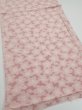Photo2: 1W03z60  Japanese Kimono Silk TSUMUGI FABRIC Sakura Pink 44.1x15.2 (2)