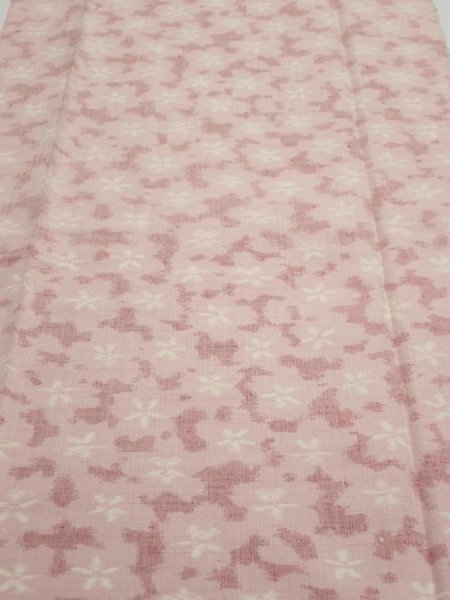 Photo1: 1W04z90  Japanese Kimono Silk TSUMUGI FABRIC Sakura Pink 61.0x15.2 (1)