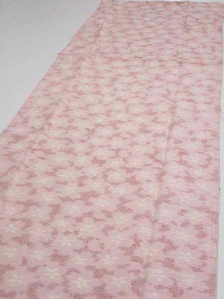 Photo3: 1W04z90  Japanese Kimono Silk TSUMUGI FABRIC Sakura Pink 61.0x15.2 (3)