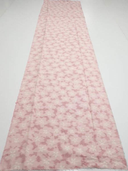 Photo5: 1W04z90  Japanese Kimono Silk TSUMUGI FABRIC Sakura Pink 61.0x15.2 (5)