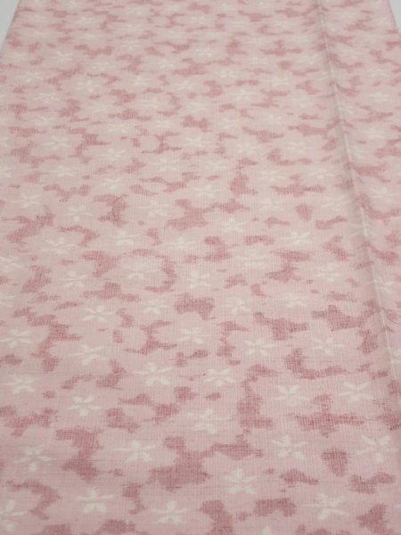 Photo1: 1W05z100  Japanese Kimono Silk TSUMUGI FABRIC Sakura Pink 67.7x15.2 (1)