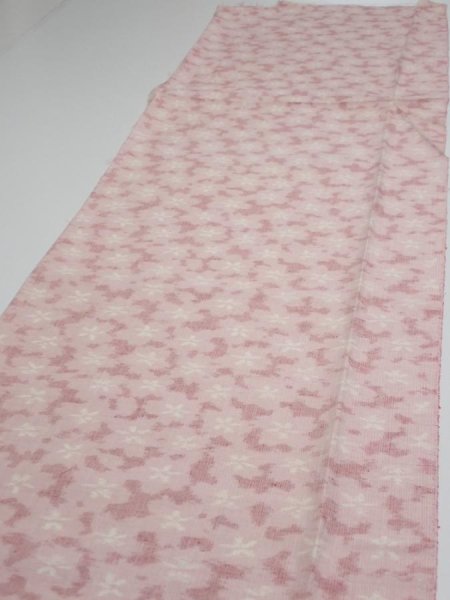 Photo3: 1W05z100  Japanese Kimono Silk TSUMUGI FABRIC Sakura Pink 67.7x15.2 (3)