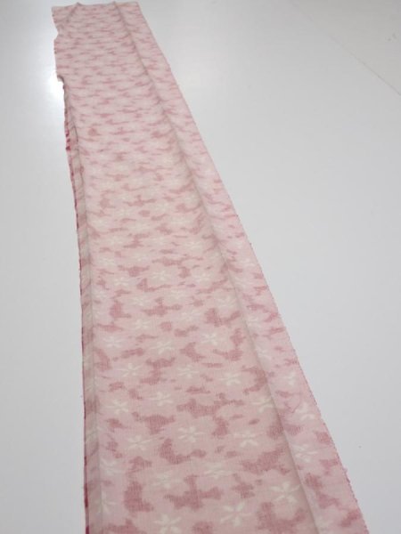 Photo3: 1W07z50  Japanese Kimono Silk TSUMUGI FABRIC Sakura Pink 60.6x7.9 (3)