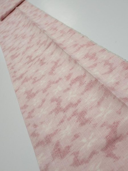 Photo1: 1W09z60  Japanese Kimono Silk TSUMUGI FABRIC Sakura Pink 81.9x7.1 (1)