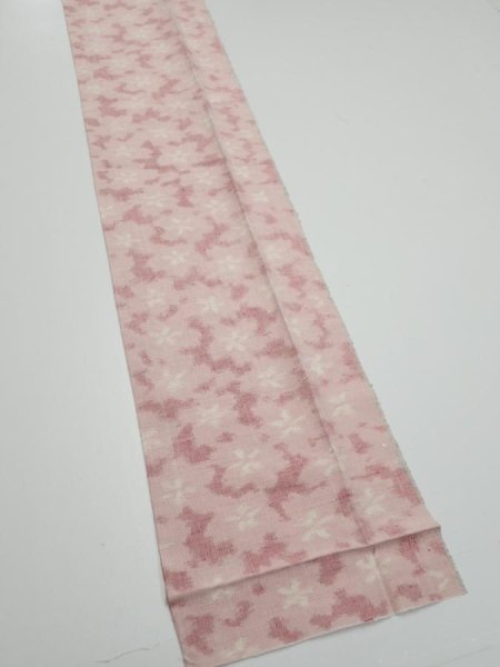 Photo3: 1W09z60  Japanese Kimono Silk TSUMUGI FABRIC Sakura Pink 81.9x7.1 (3)