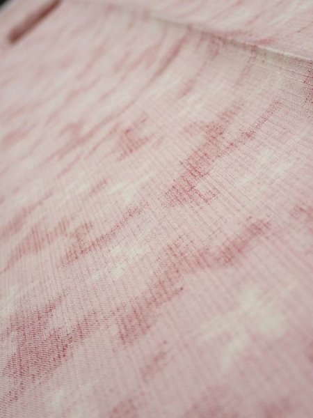 Photo5: 1W09z60  Japanese Kimono Silk TSUMUGI FABRIC Sakura Pink 81.9x7.1 (5)