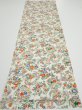 Photo5: 1W01z60  Japanese Kimono Silk  FABRIC Flowers Off-white 44.1x14.4 (5)