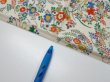 Photo6: 1W01z60  Japanese Kimono Silk  FABRIC Flowers Off-white 44.1x14.4 (6)