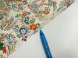 Photo7: 1W01z60  Japanese Kimono Silk  FABRIC Flowers Off-white 44.1x14.4 (7)